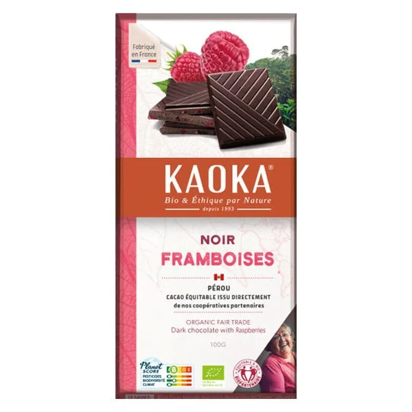 Chocolat noir éclats framboise 58% 100g