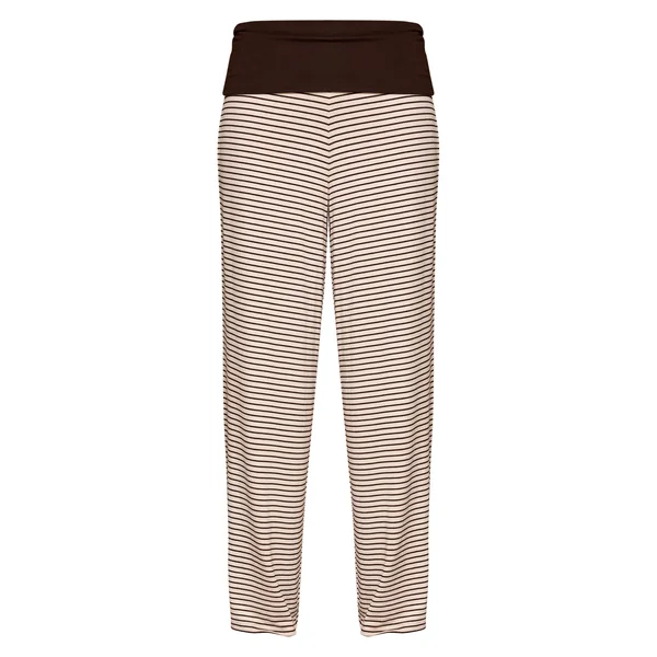 Chocolat Pantalon Large En Jersey Doux À Rayures Avec Bande De Taille Contrastante