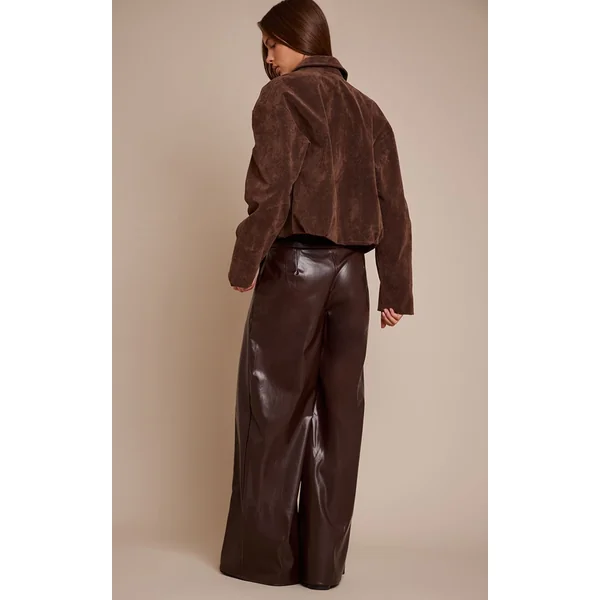 Chocolat Pantalon Plissé En Synthétiquecuir