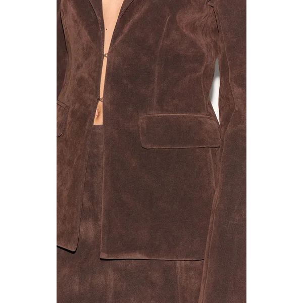 Chocolat Profond Blazer Tall En Faux Suède Cintré