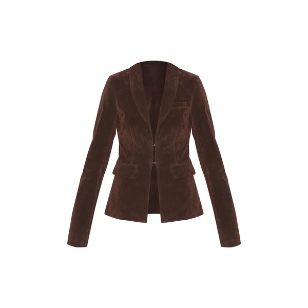 Chocolat Profond Blazer Tall En Faux Suède Cintré