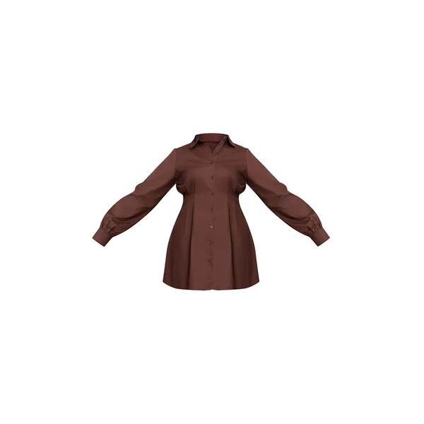 Chocolat Robe Chemise Cintrée À La Taille En Popeline De Coton Grande Taille
