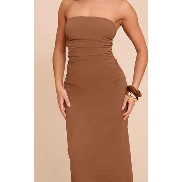 Chocolat Robe Mi-longue Bandeau Froncée