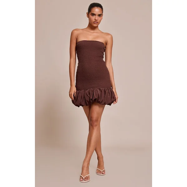 Chocolat Robe Moulante Bandeau Froncée