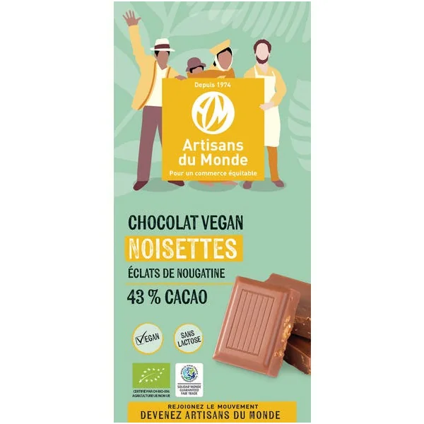 Chocolat végétal nougatine noisette 43% 100g