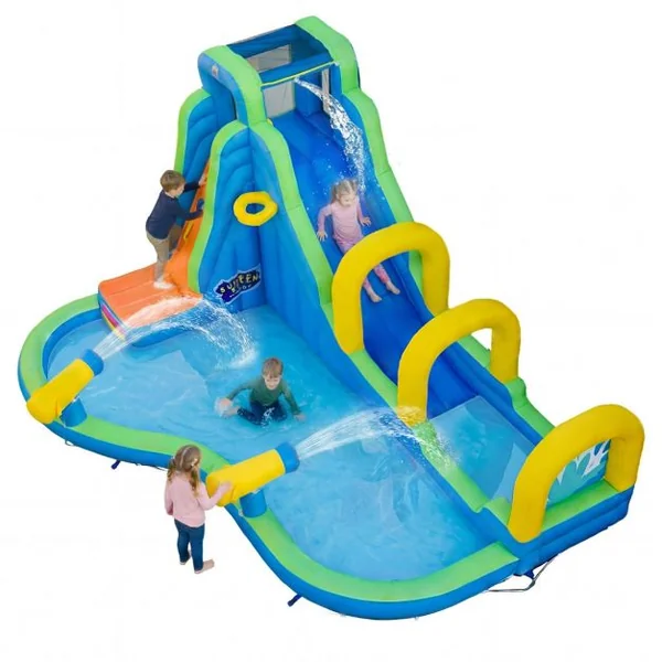 Château Gonflable avec Toboggan Aquatique-Pistolet de l'Eau-Fait Max.120 kg (Souffleur non inclus)