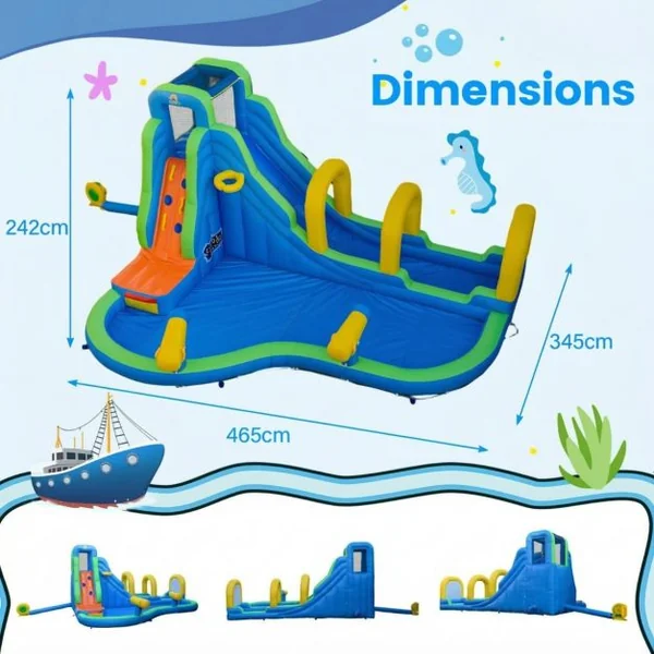 Château Gonflable avec Toboggan Aquatique-Pistolet de l'Eau-Fait Max.120 kg (Souffleur non inclus)