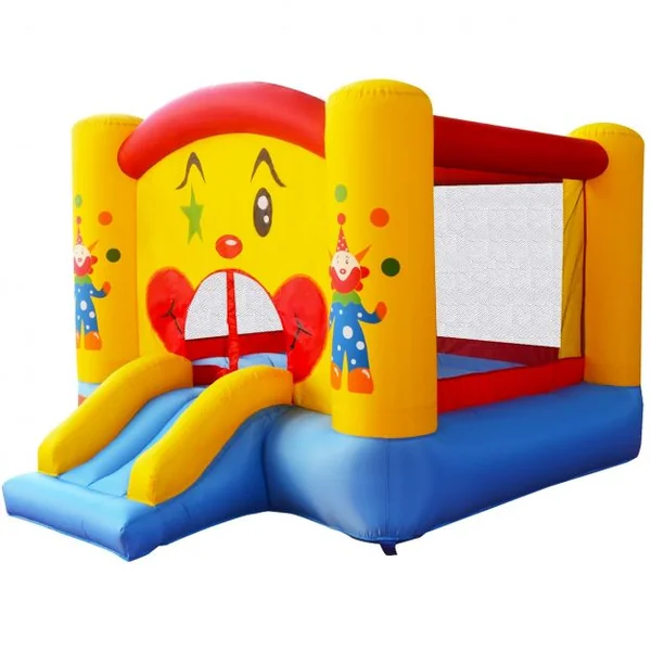 Château Gonflable avec Toboggan pour Enfant Motif Clown Filet Protecteur en Tissu Oxford 300x225x175cm Multicolore