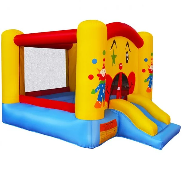 Château Gonflable avec Toboggan pour Enfant Motif Clown Filet Protecteur en Tissu Oxford 300x225x175cm Multicolore