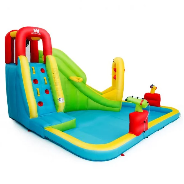 Château Gonflable Grande Aire de Jeux avec Toboggan Pistolet à Eau Piscine en Tissu Oxford, 400x335x230cm, Multicolore (sans Souffleur)