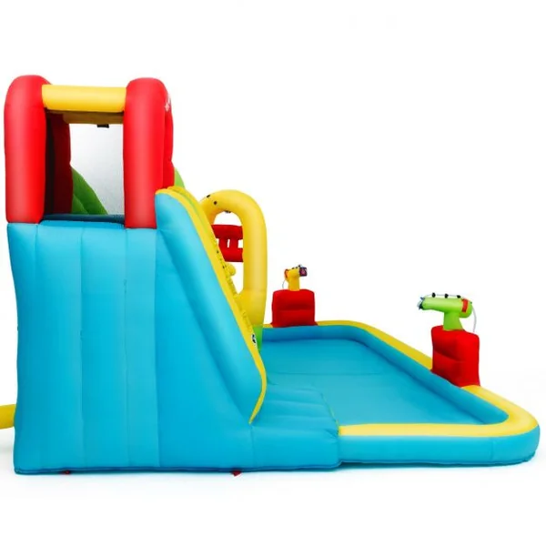 Château Gonflable Grande Aire de Jeux avec Toboggan Pistolet à Eau Piscine en Tissu Oxford, 400x335x230cm, Multicolore (sans Souffleur)