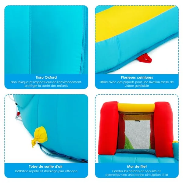 Château Gonflable Grande Aire de Jeux avec Toboggan Pistolet à Eau Piscine en Tissu Oxford, 400x335x230cm, Multicolore (sans Souffleur)