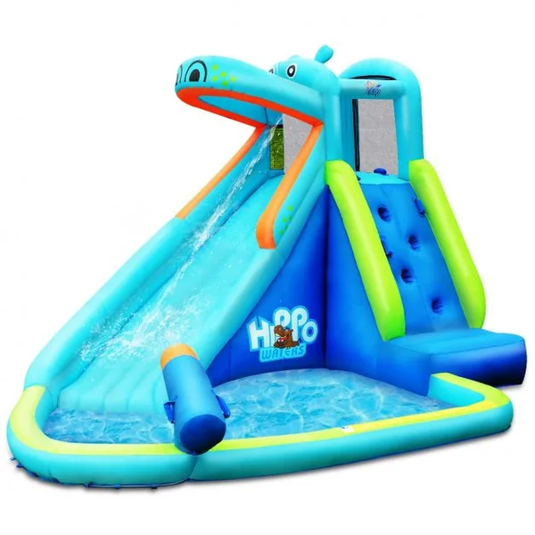Château Gonflable pour Enfant 3-10 Ans avec Toboggan Capacité 90 Kg Sans Souffleur en Tissu Oxford 350x300x225cm Bleu