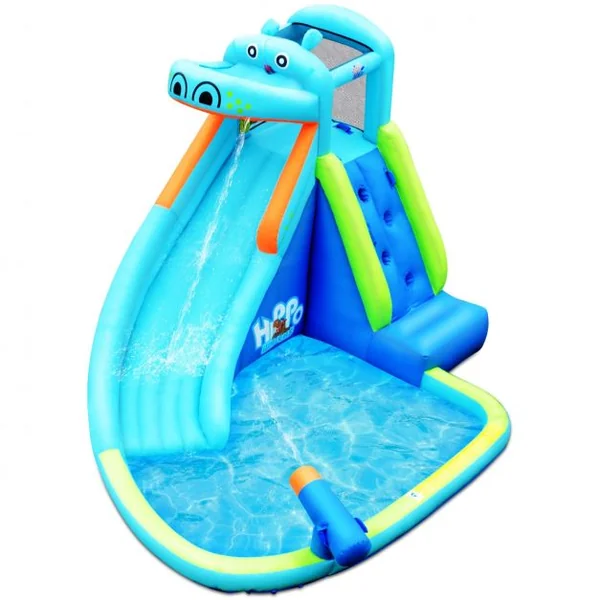 Château Gonflable pour Enfant 3-10 Ans avec Toboggan Capacité 90 Kg Sans Souffleur en Tissu Oxford 350x300x225cm Bleu