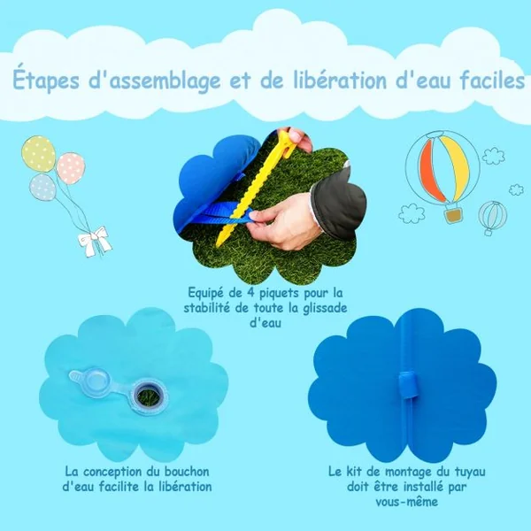 Château Gonflable pour Enfant 3-10 Ans avec Toboggan Capacité 90 Kg Sans Souffleur en Tissu Oxford 350x300x225cm Bleu