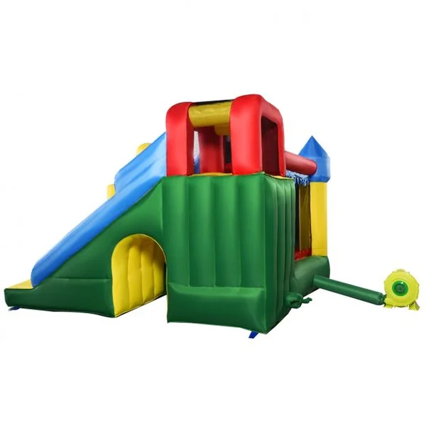 Château Gonflable Toboggan Piscine pour Enfant 3-10 ans Filet Protecteur en Tissu Oxford, 300x300x215cm, Multicolore