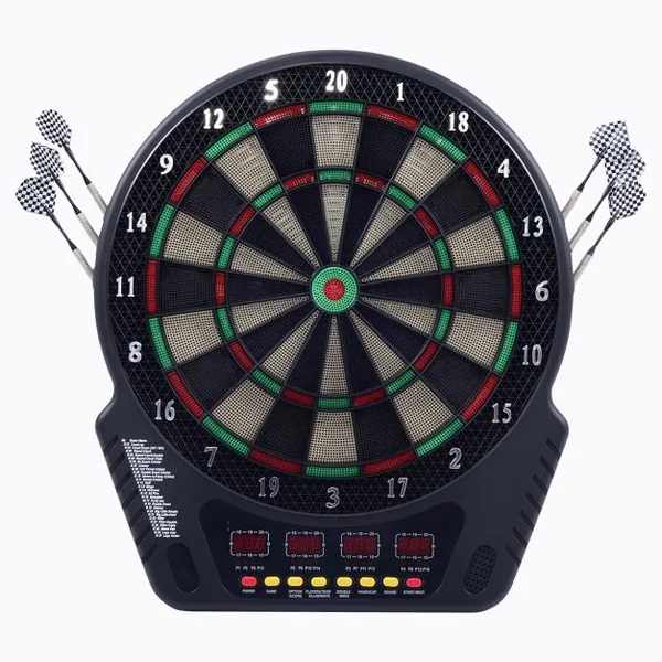 Cible de fléchettes électronique 1-16 Joueurs GOPLUS Jeu de fléchettes, Ecran LED, 6 fléchettes automatiques,44x51,5x3,8cm