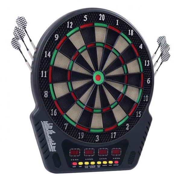 Cible de fléchettes électronique 1-16 Joueurs GOPLUS Jeu de fléchettes, Ecran LED, 6 fléchettes automatiques,44x51,5x3,8cm
