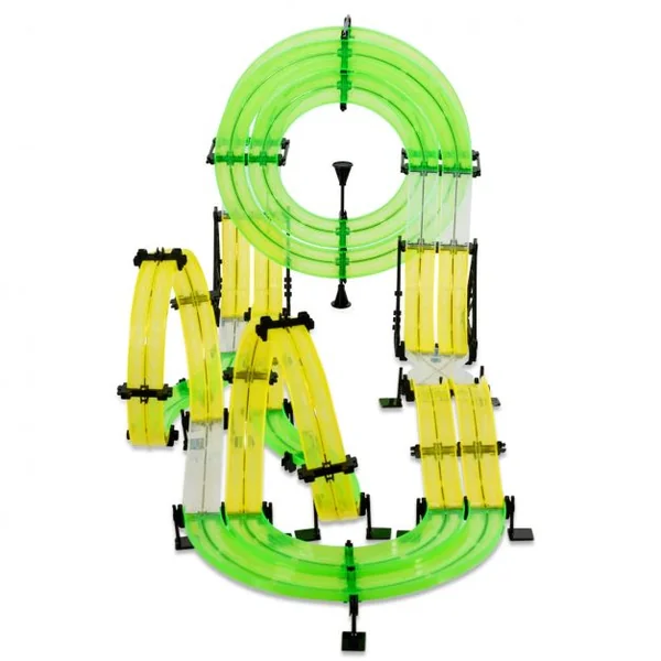 Circuit de Voiture 86m Jouet de Piste de Course pour Enfants Plus de 6 Ans 2 Voitures Incluses en Abs+PP Vert+Jaune