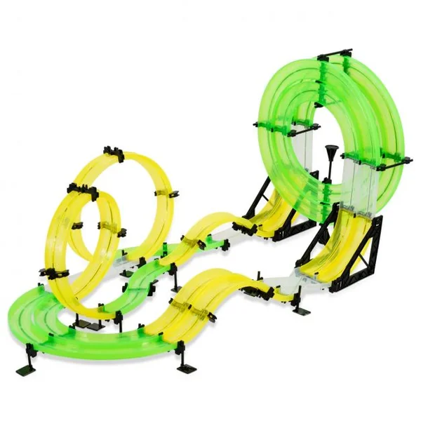 Circuit de Voiture 86m Jouet de Piste de Course pour Enfants Plus de 6 Ans 2 Voitures Incluses en Abs+PP Vert+Jaune