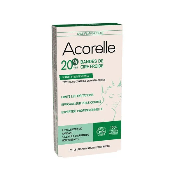 Cire froide visage -20 bandes+4 offertes