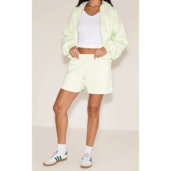 Citron Vert Pâle Short De Jogging À Cordon Avec Logo En Relief Plt Studio
