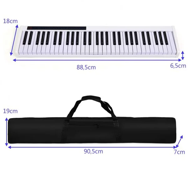 Clavier de Piano pour Enfants 61 Touches Portable Bluetooth Microphone Interface MIDI/USB 128 Rythmes et 20 Démos