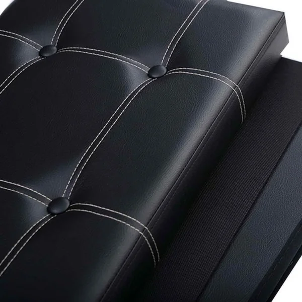 Coffre de rangement pliable Banc de Rangement Pouf Grand stockage, Capacité de charge 200 kg, PVC, 76x38x38cm, Noir