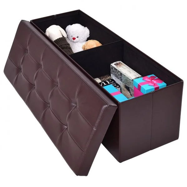 Coffre siège de rangement tabouret pouf banc pliable café