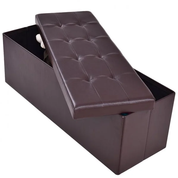 Coffre siège de rangement tabouret pouf banc pliable café