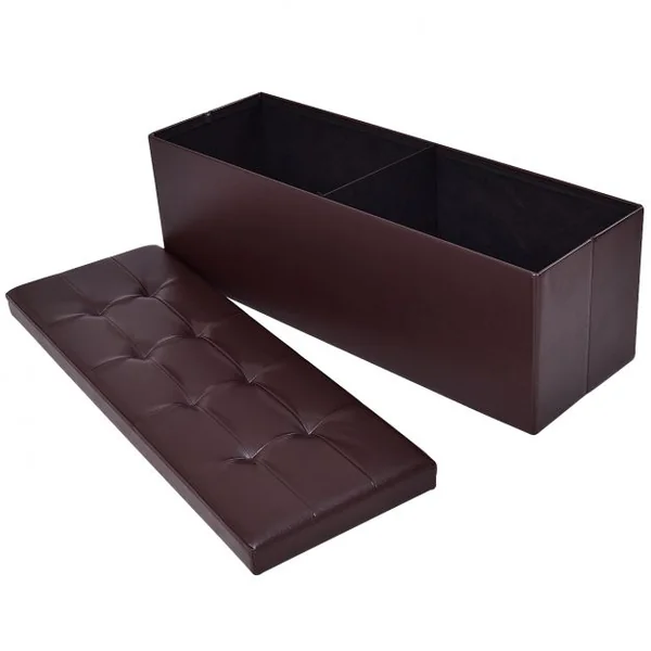 Coffre siège de rangement tabouret pouf banc pliable café