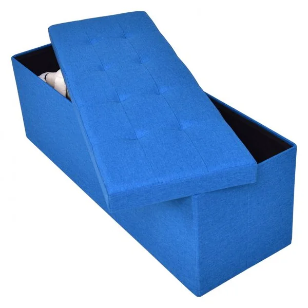 Coffre siège de rangement tabouret pouf banc pliable en couleur Bleu
