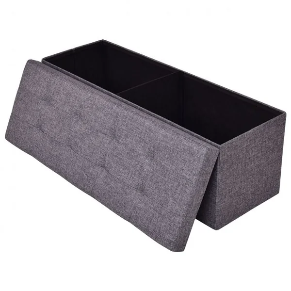 Coffre siège de rangement tabouret pouf banc pliable en couleur en Polyester et MDF de Haute Qualité Gris