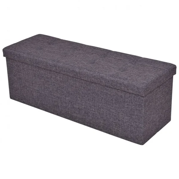 Coffre siège de rangement tabouret pouf banc pliable en couleur en Polyester et MDF de Haute Qualité Gris