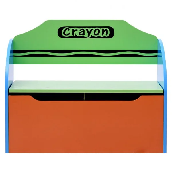Coffre à jouets Coffre de rangement pour enfant en bois avec couvercle, MDF et métal, 60 x 28 x 48 cm, multicolore