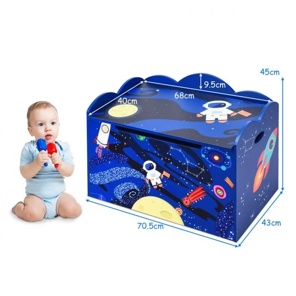 Coffre à Jouets Robuste Coffre et Banc de Rangement pour Chambre d’Enfants en Mdf 70x42x45cm Motif Espace