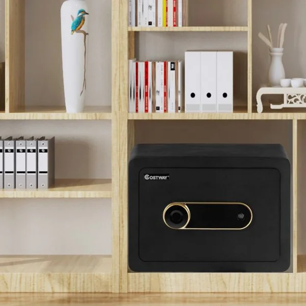 Coffre-Fort à Serrure Electronique LCD écran Tactile à 2 Niveaux avec 2 Clés Lumière LED Intérieure