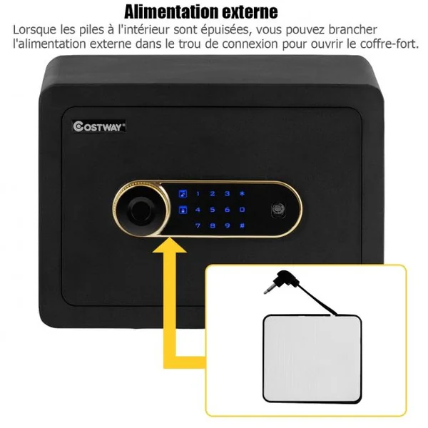 Coffre-Fort à Serrure Electronique LCD écran Tactile à 2 Niveaux avec 2 Clés Lumière LED Intérieure