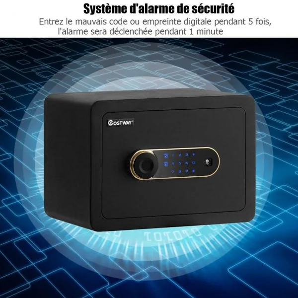 Coffre-Fort à Serrure Electronique LCD écran Tactile à 2 Niveaux avec 2 Clés Lumière LED Intérieure