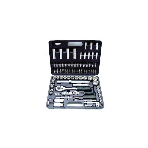 Coffret de 94 Pièces de Clés à Douilles Clé à Cliquet et Embouts 1/4" + 1/2" en Acier au Carbone, 40x19x5cm, Noir
