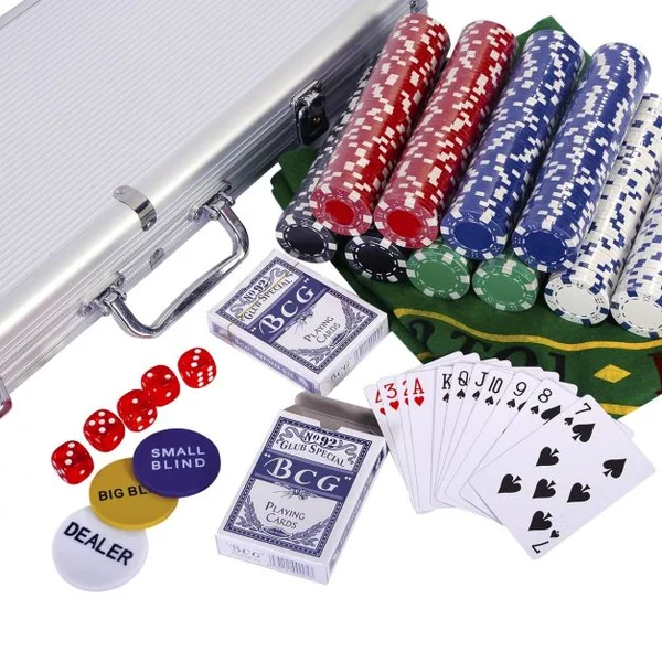 Coffret de Poker avec 500 jetons Mallette de Poker pour 2 à 4 Joueurs, Verrouillable, en aluminium, jeux de cartes, dés
