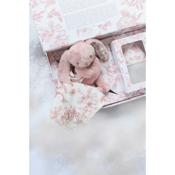 Coffret Doudou et biberon toile de Jouy rose Elhée x Tartine et Chocolat - Soins Bébé Naturels & Produits Maman Après Naissance