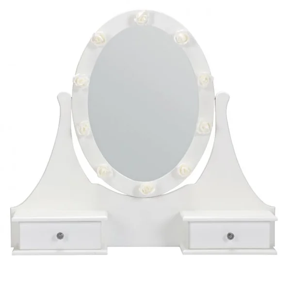 Coiffeuse avec Miroir Lumineux LED et Amovible, Table et Tabouret de Maquillage, en MDF et Bois, 74x40,5x142cm, Blanc