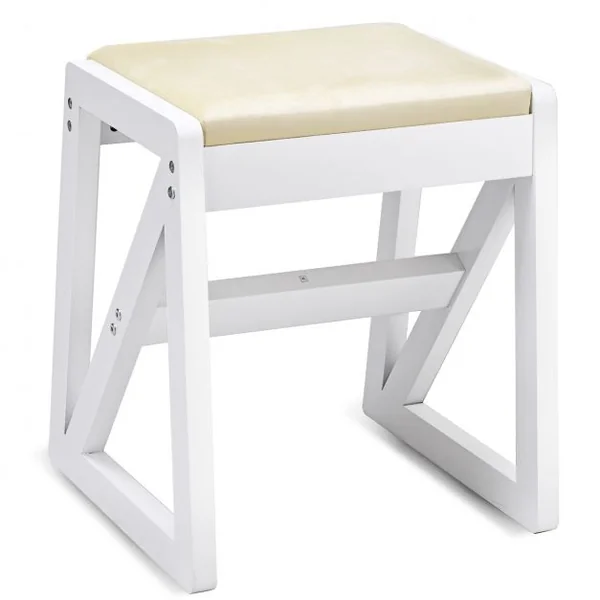 Coiffeuse et tabouret Table de Maquillage Style moderne avec Miroir et Grand Capacité de Rangement, 80x40x76cm, Blanc