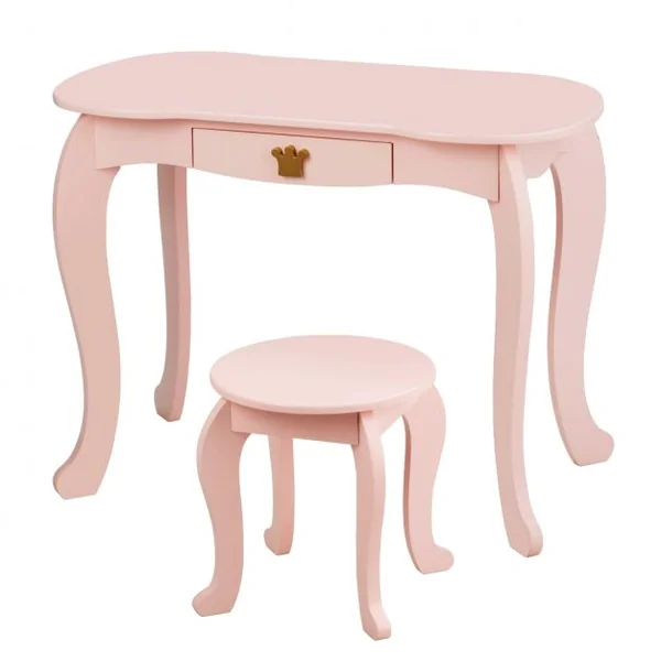 Coiffeuse pour Enfants avec Miroir à Trois Volets Dessus amovible Tabouret Inclus Rose