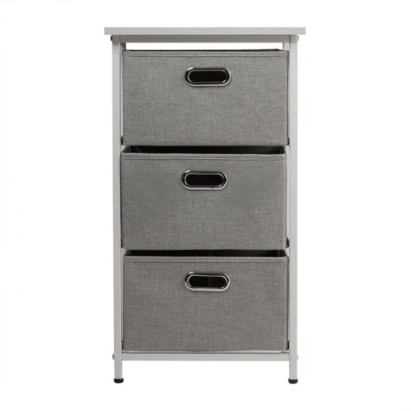 Commode à 3 Tiroirs Style Simple et Contemporain Meuble de Rangement pour Chambre en Acier et tissu 40x30x73,5cm Blanc