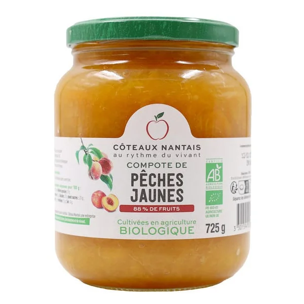 Compote pêche jaune morceaux 725g