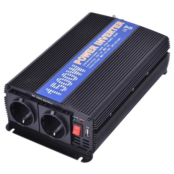 Convertisseur 1500W Puissance max 3000W Onduleur 12V DC Vers AC220-240V Pour tous Types de Véhicule, 29,5x15,1x7,6cm