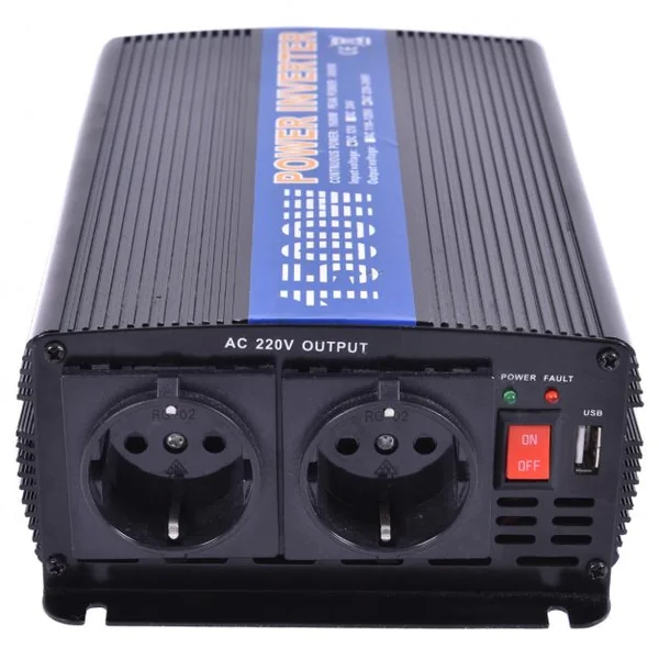 Convertisseur 1500W Puissance max 3000W Onduleur 12V DC Vers AC220-240V Pour tous Types de Véhicule, 29,5x15,1x7,6cm