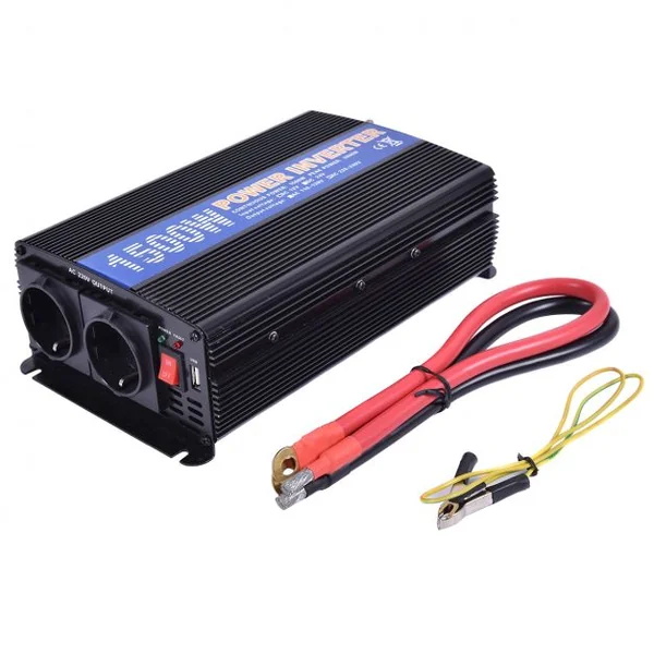 Convertisseur 1500W Puissance max 3000W Onduleur 12V DC Vers AC220-240V Pour tous Types de Véhicule, 29,5x15,1x7,6cm